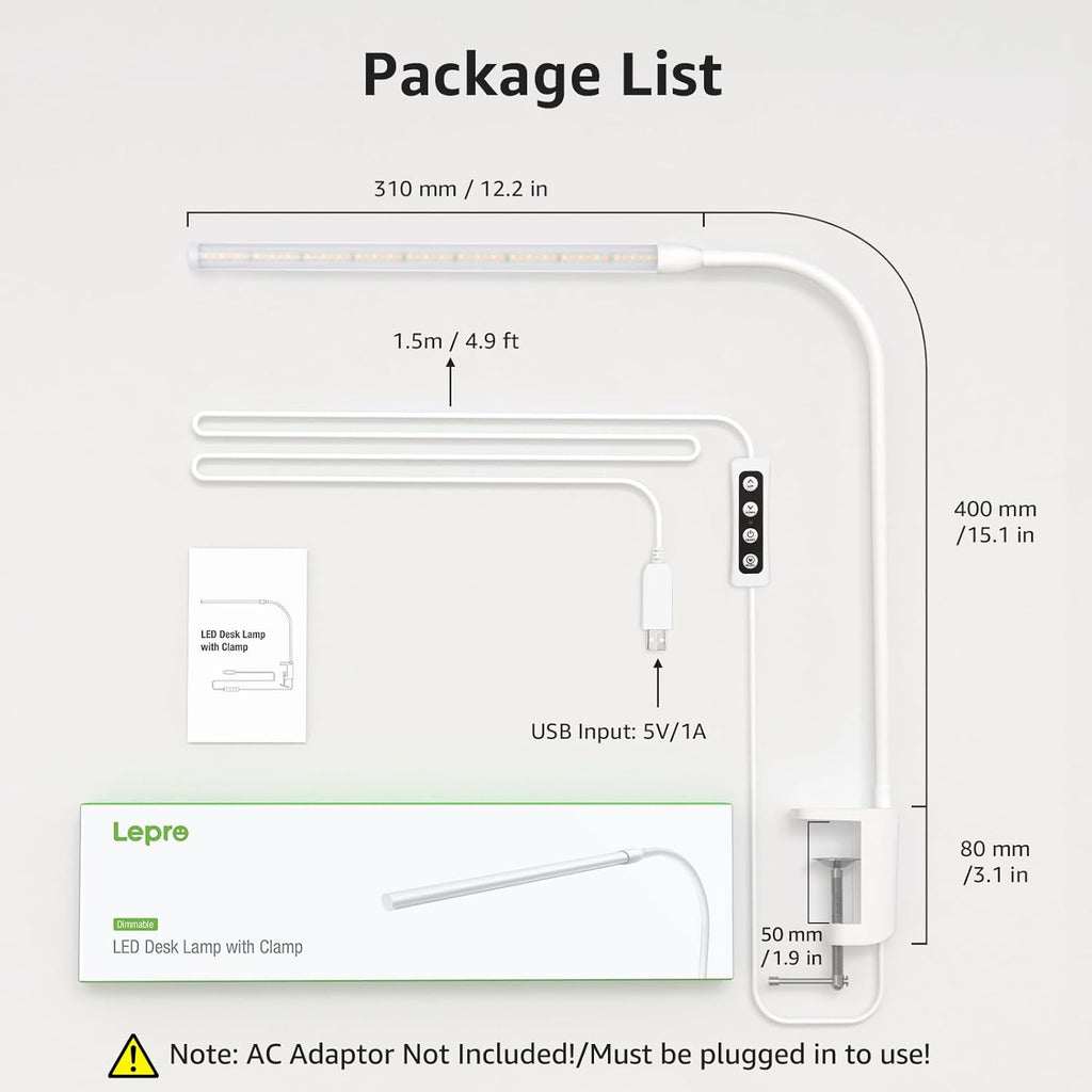 Flimmerfri Clip-On Lampa för Hemmakontor