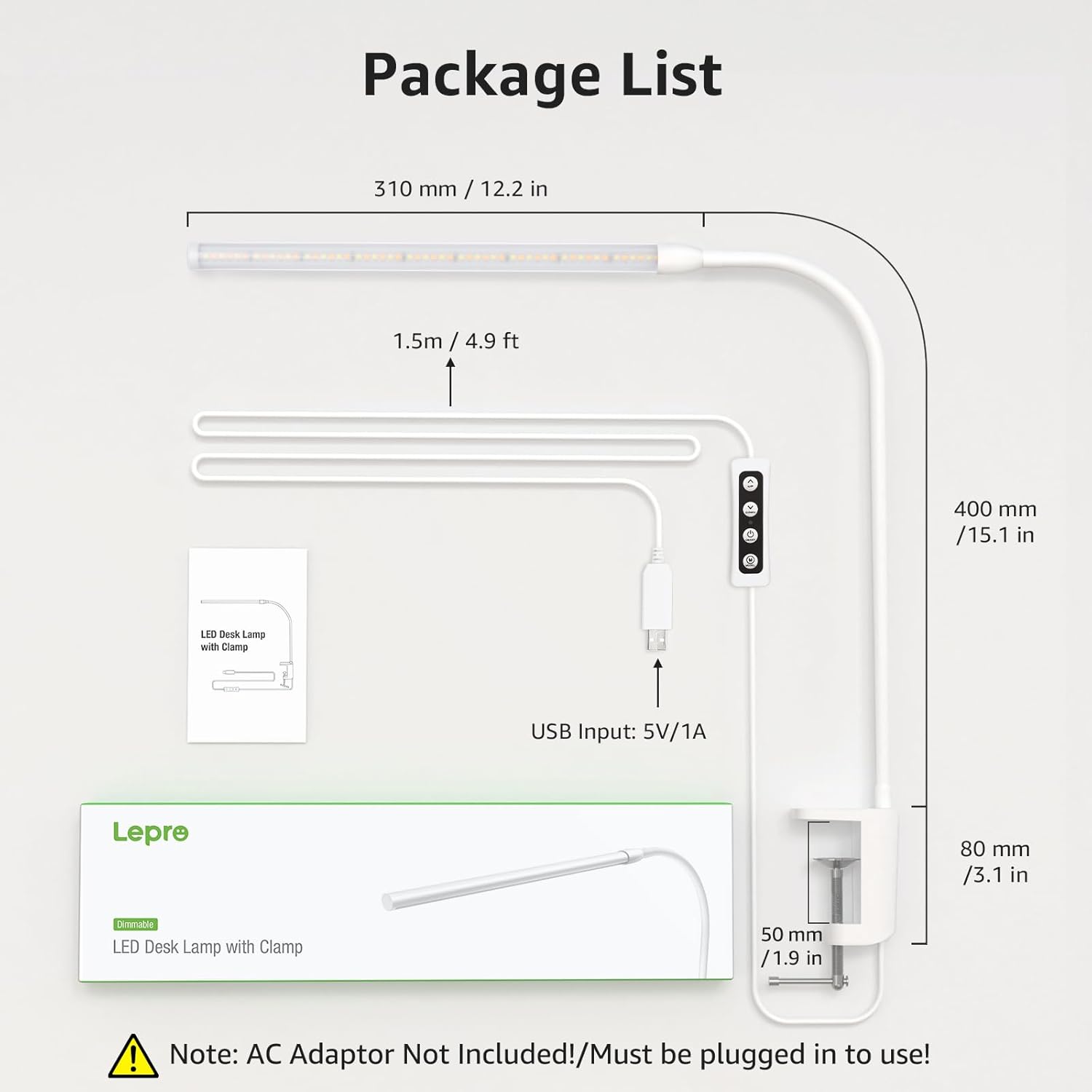 Flimmerfri Clip-On Lampa för Hemmakontor