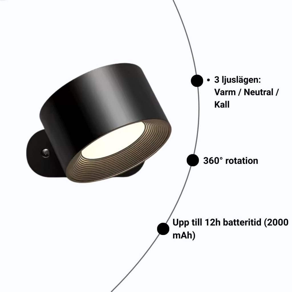 MagniLite – Trådlös vägglampa med 360° rotation