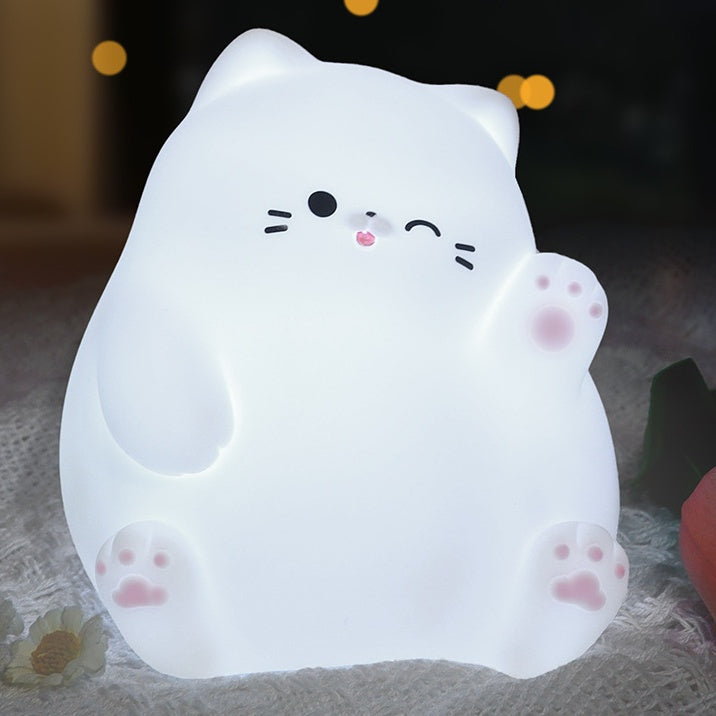 Waving Cat nattlampa – Tap Tap LED