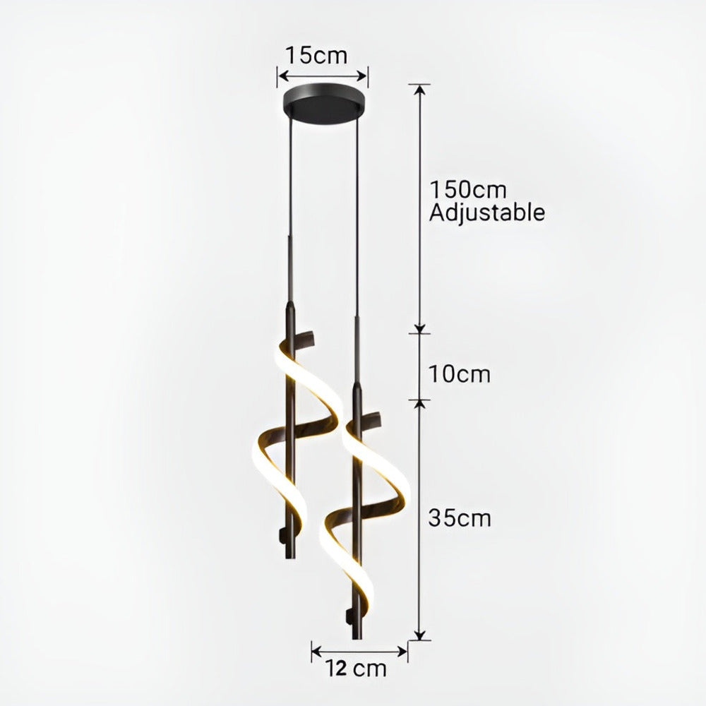 Aurista – Spiralformad LED-Krona i Guld & Svart
