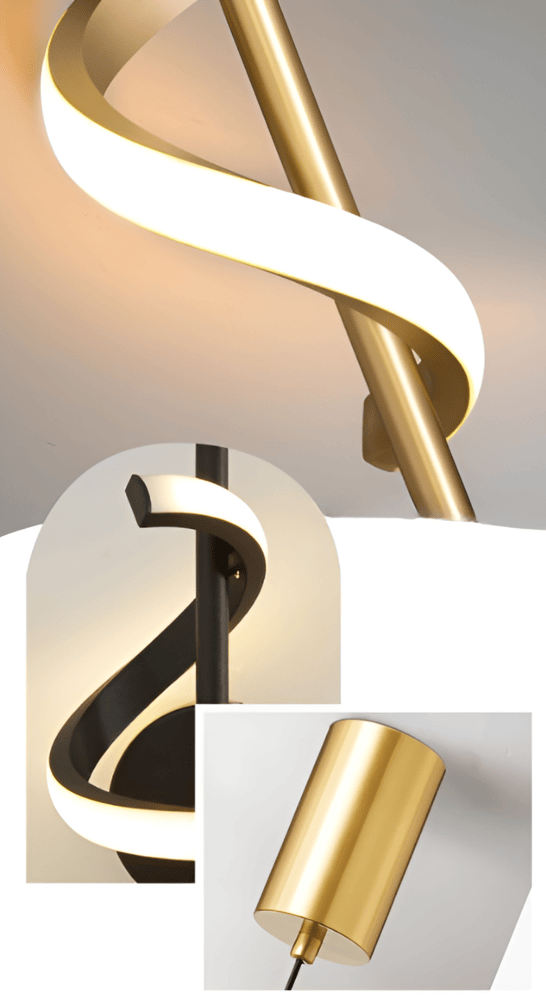 Aurista – Spiralformad LED-Krona i Guld & Svart