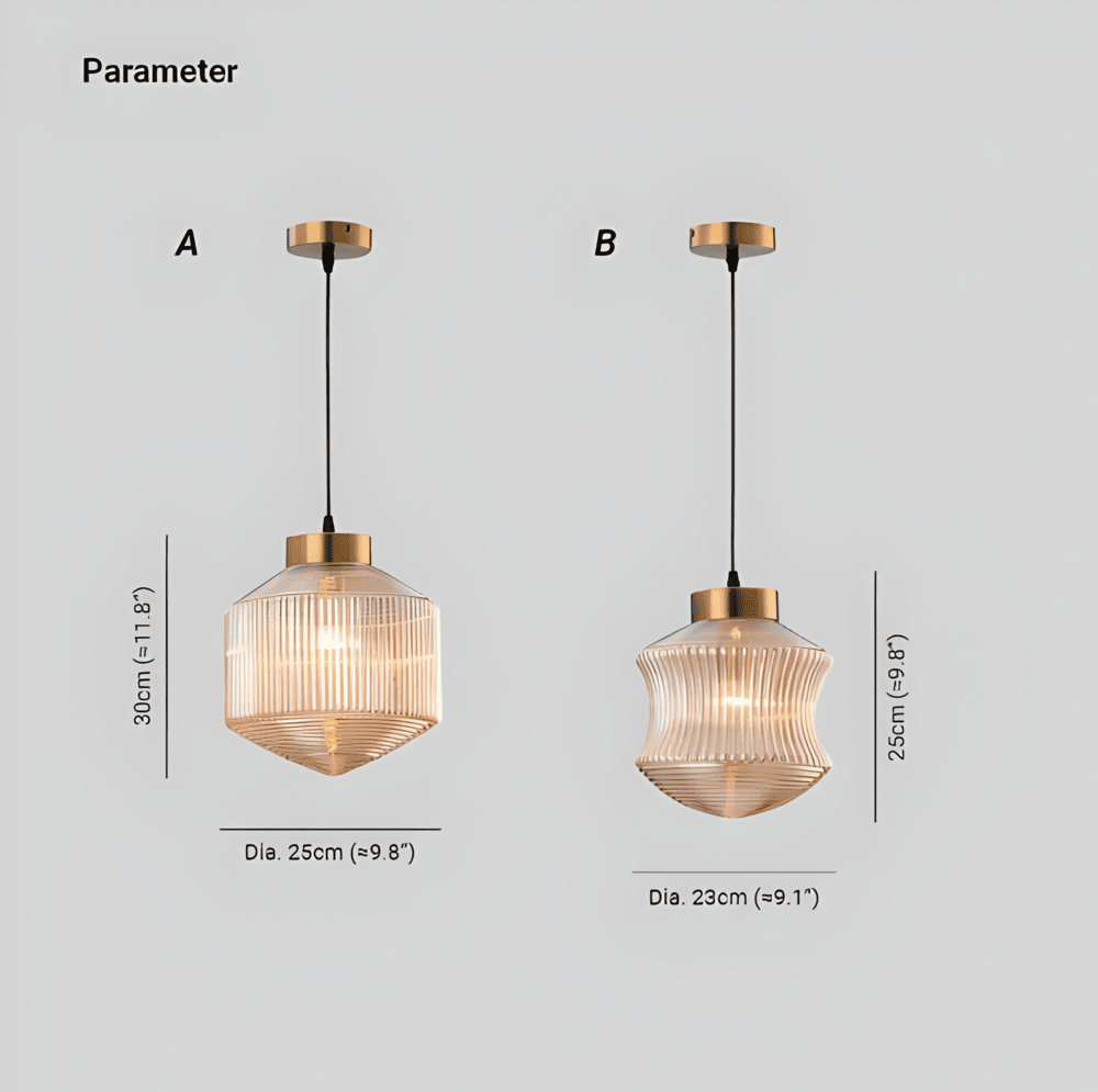Vitrina – Pendellampa i Räfflat Glas & Vintagefinish