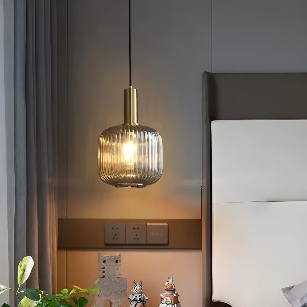 HuedRibbad Taklampa- Randig Ljuskrona i Vintageglas