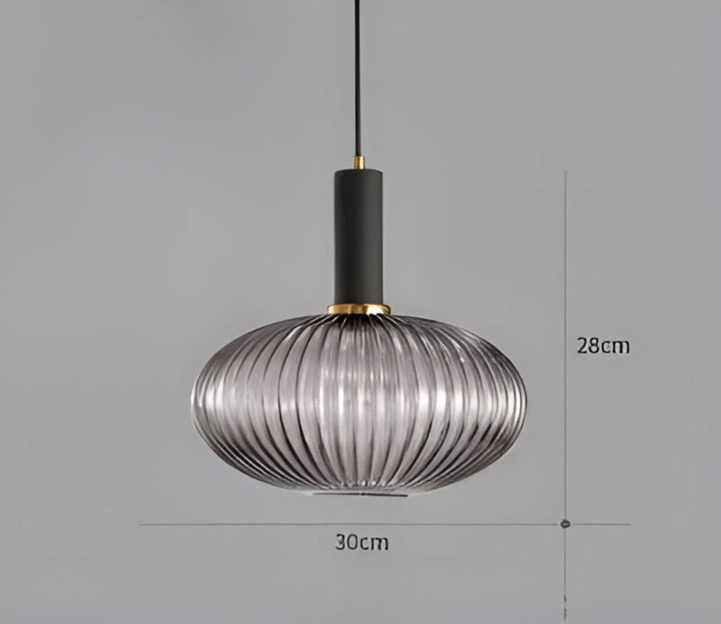 HuedRibbad Taklampa- Randig Ljuskrona i Vintageglas