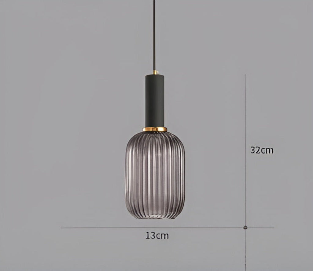 HuedRibbad Taklampa- Randig Ljuskrona i Vintageglas