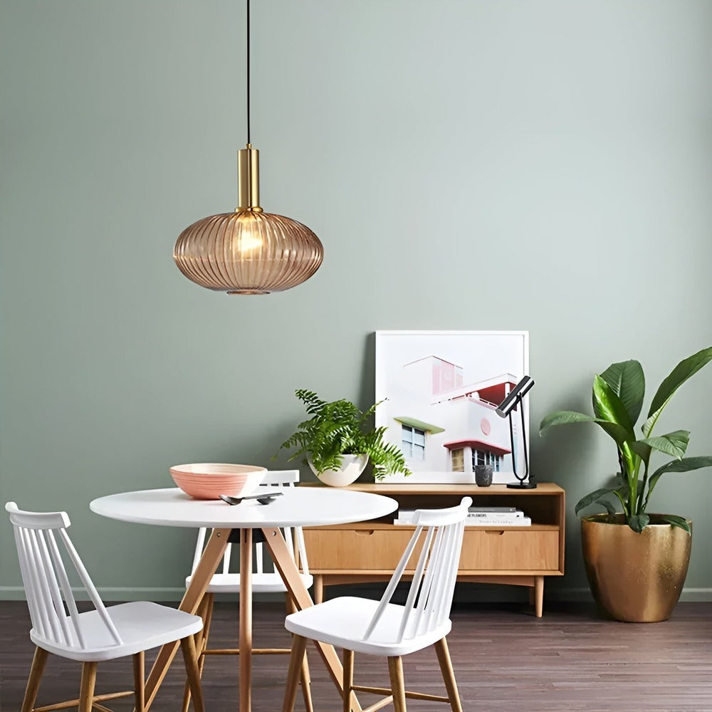 HuedRibbad Taklampa- Randig Ljuskrona i Vintageglas