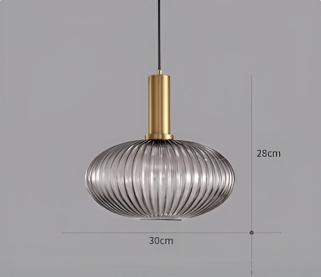 HuedRibbad Taklampa- Randig Ljuskrona i Vintageglas