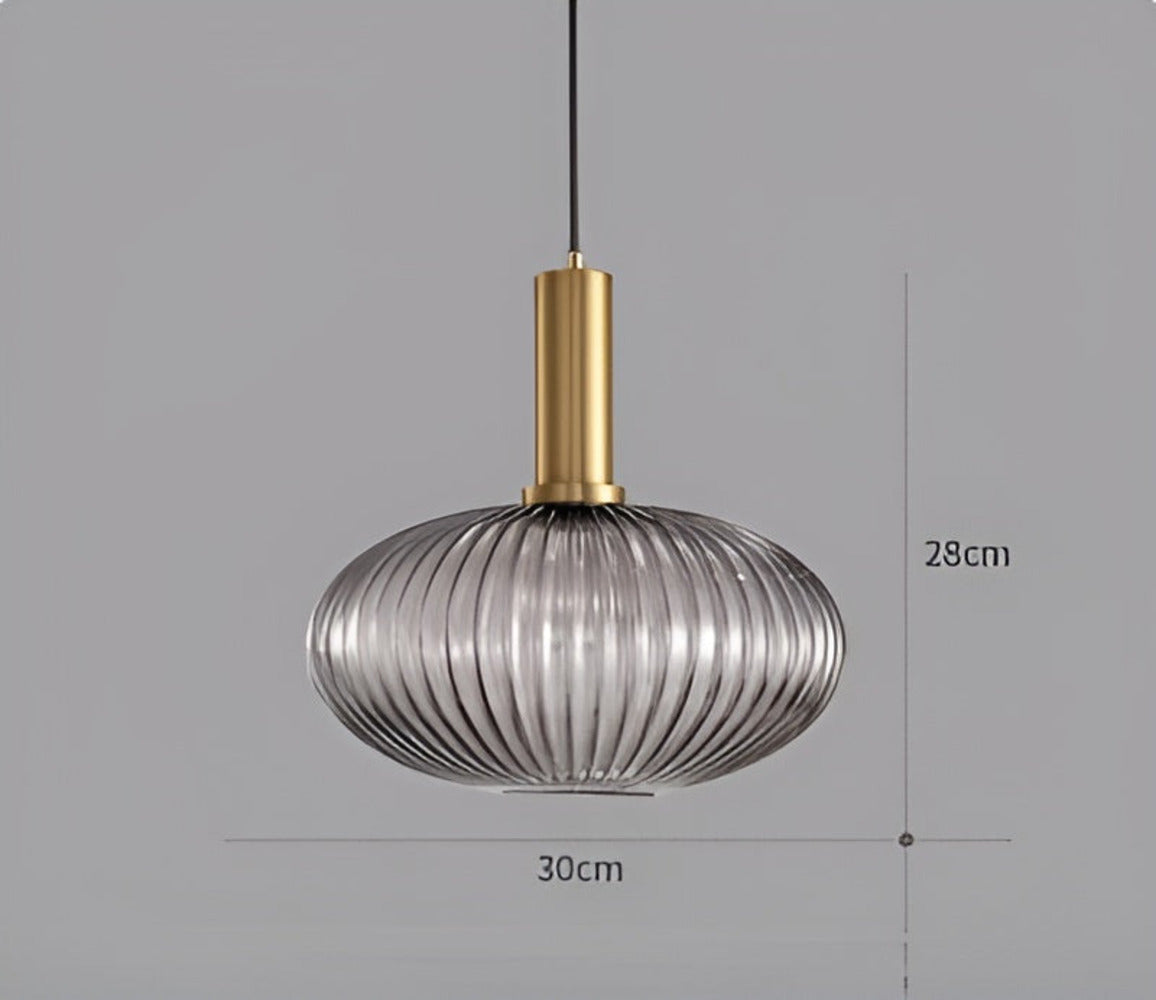 HuedRibbad Taklampa- Randig Ljuskrona i Vintageglas