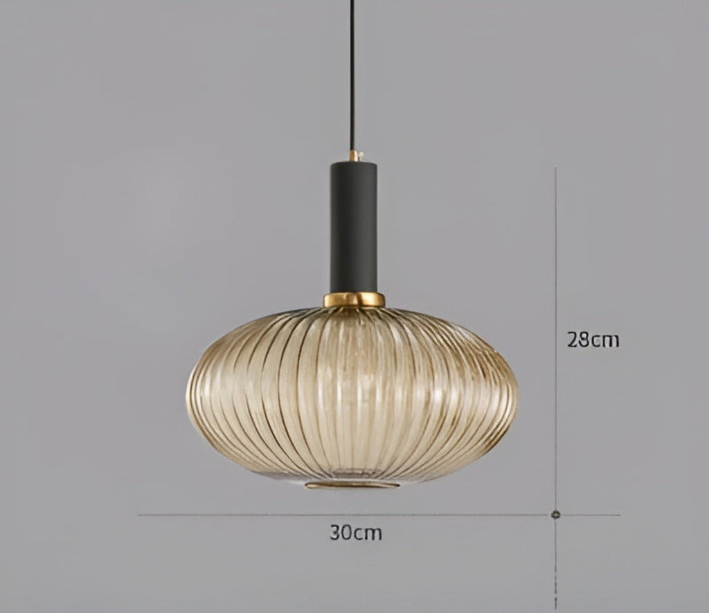 HuedRibbad Taklampa- Randig Ljuskrona i Vintageglas