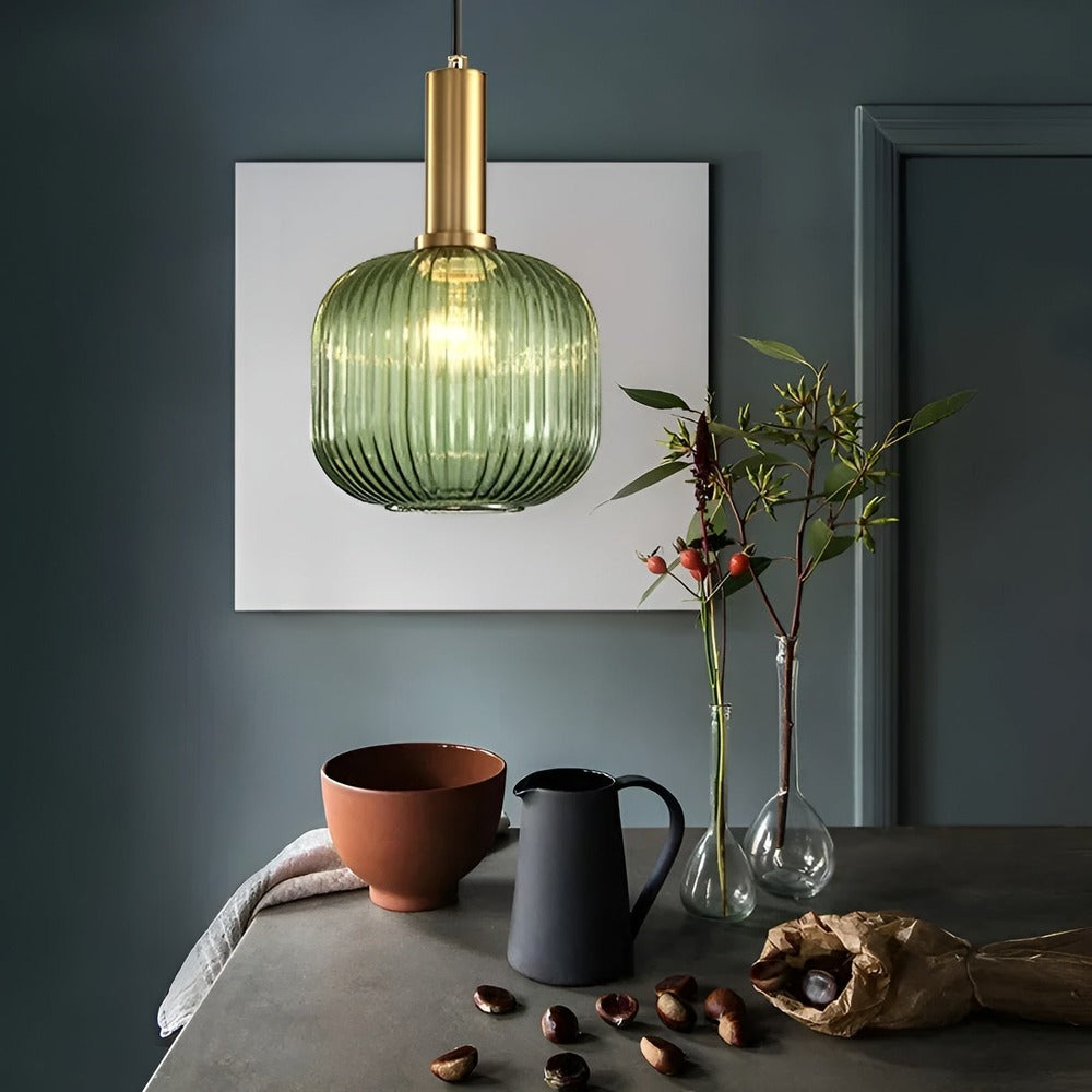 HuedRibbad Taklampa- Randig Ljuskrona i Vintageglas