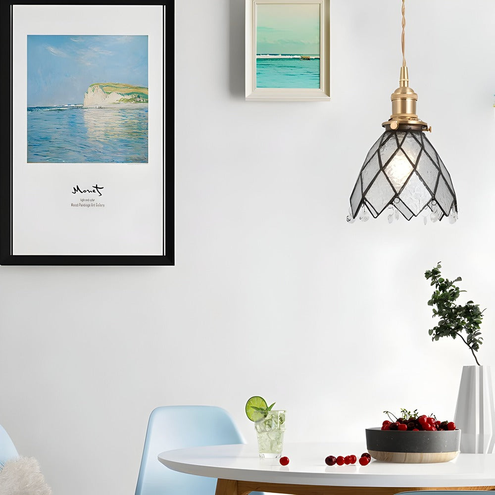 Hinari – Japansk Pendellampa i Glas & Kopparfinish