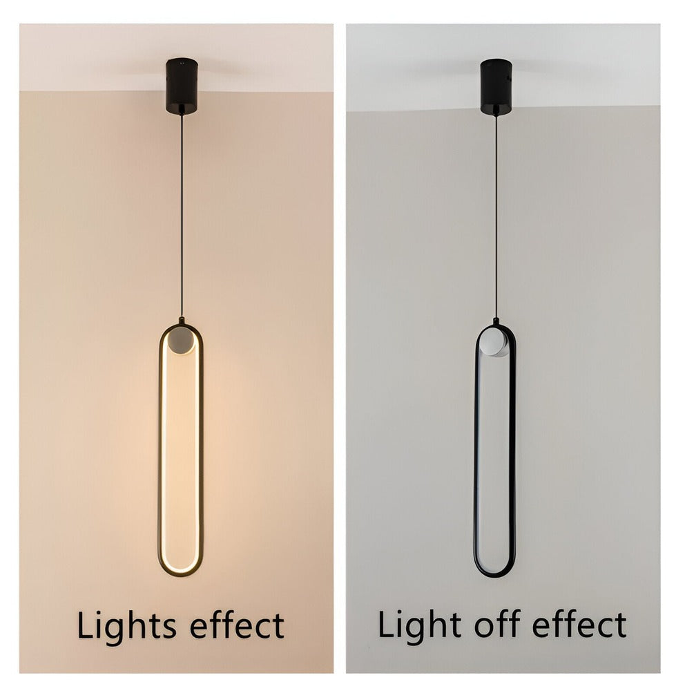 Linuva – Oval LED-Pendellampa i Svart Aluminium