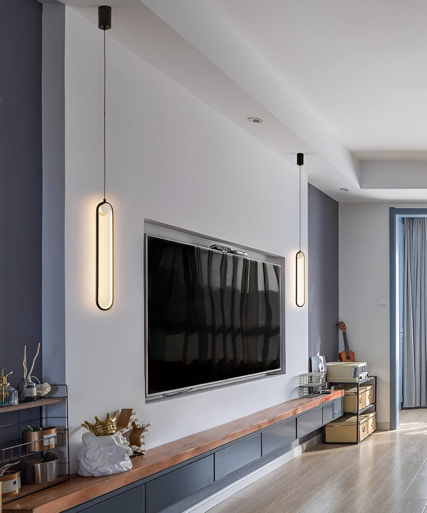 Linuva – Oval LED-Pendellampa i Svart Aluminium