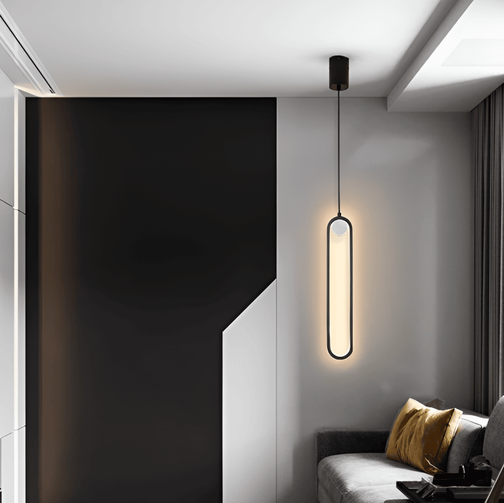 Linuva – Oval LED-Pendellampa i Svart Aluminium