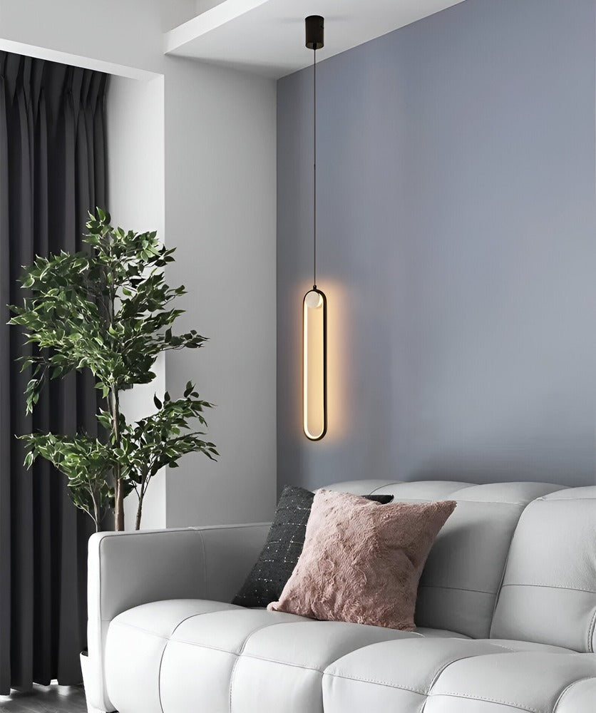 Linuva – Oval LED-Pendellampa i Svart Aluminium