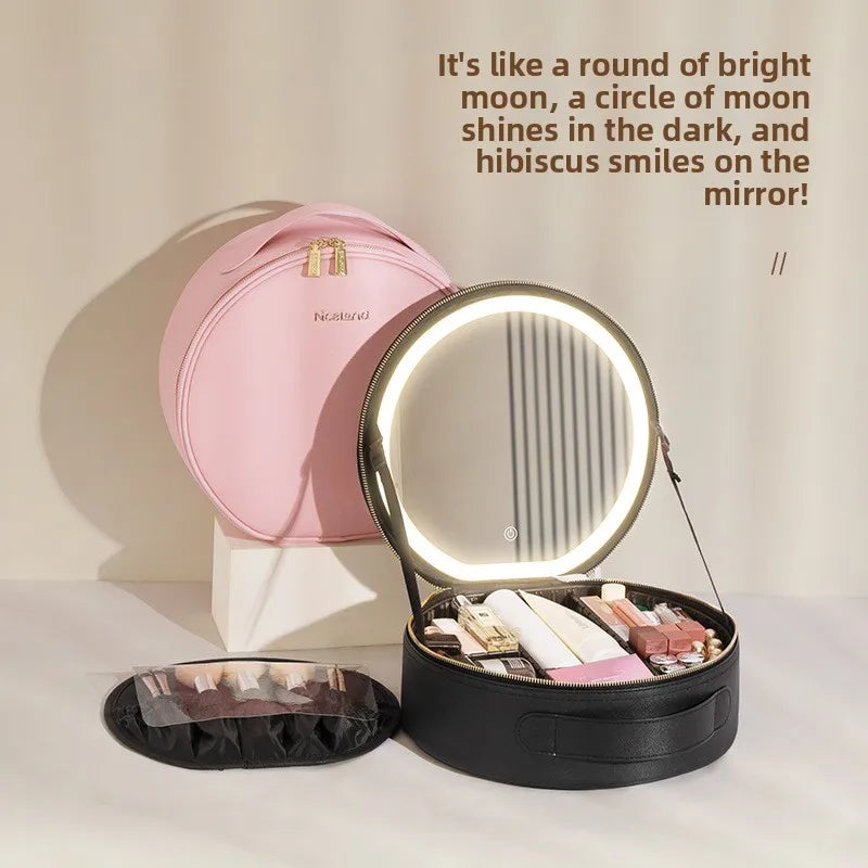 Lystra™ – Sminkväska med LED-spegel & Ljus | Uppladdningsbar & Reseklar